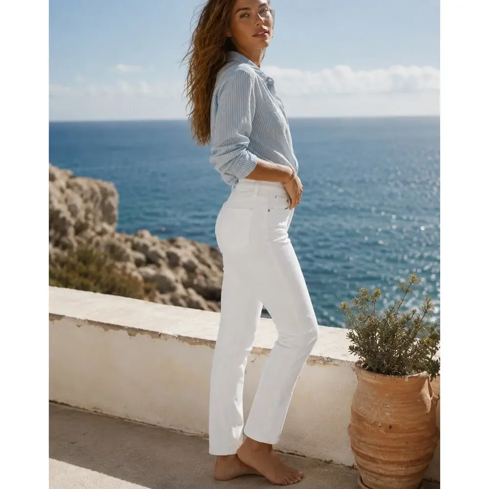 NWT J.Crew 9” Vintage Slim Straight White Jeans 28 High Rise Coastal Denim $128 - Picture 2 of 16